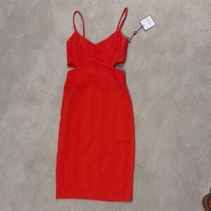 Elegant Red Spaghetti Strap Dress